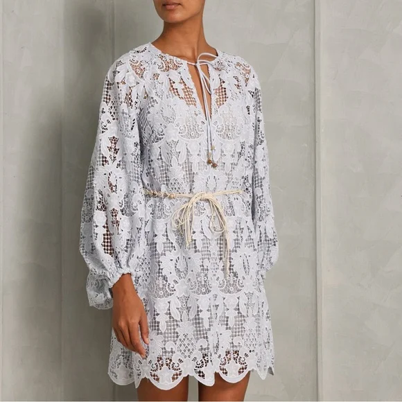wedding dresses with lace long sleeves Romantic Flower Lace Long Sleeve Illusion Neck Summer Bridal Dress –  Brydealo main image 1